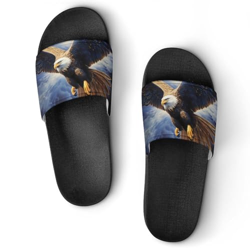 Ea-gle Flying Night Sky House Sandals Non-Slip Bathroom Slippers Beach Summer Shoes for Men Women