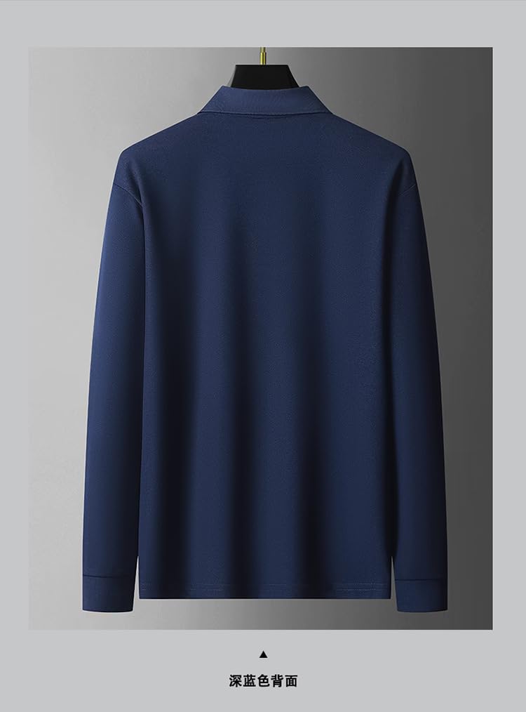 Camisa de golf de manga larga para hombre, absorbe la humedad, ajuste seco, rendimiento sólido, casual, piqué, polo de golf para hombre - 2