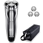 Electric Shaver, Rechargeable Men's Rotary Razor with Pop-up Sideburn Trimmer, Leather Bag and LCD Power Indicator, Fast…
