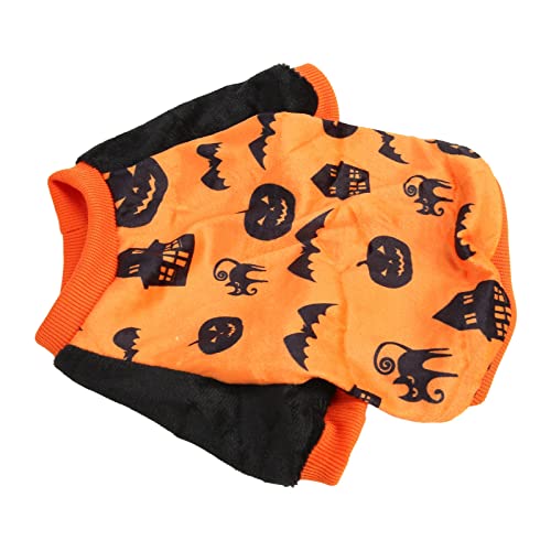 Camisa de Dia das Bruxas para Cães, Camisa de Abóbora para Cães de Pelúcia Macio Padrão de Casa de B