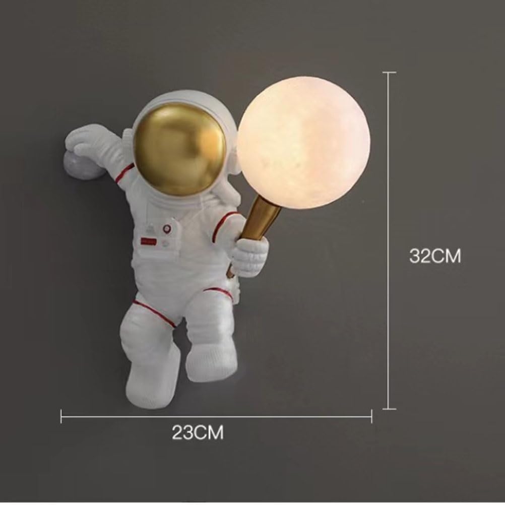 AoLa Lampa ścienna Księżyc Astronautyczna lampa ścienna do pokoju dziecięcego z przełącznikiem wewnątrz z wtyczką i kablem dziecięca lampka nocna Astronauta z nadrukiem 3D Lampka nocna do pokoju
