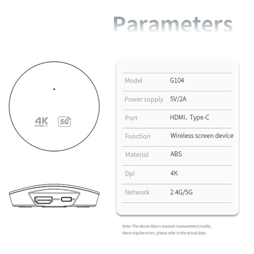 Image of Tobo 5G 4K Wireless HDMI Display Adapter Screen Mirror Cast Dongle Support Miracast DLNA Airplay for iOS Android Phone Tablet Mac Windows Laptop to TV Projector Reciever TD-1401WA