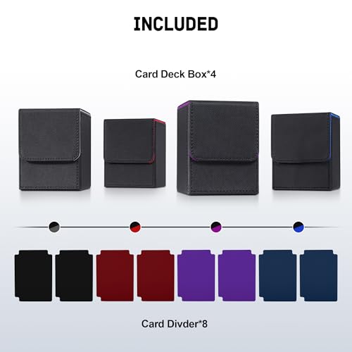 Image of ZLCA Card Deck Box for Trading Cards,PU Leather Magnetic Card Storage Box Fits for TCG CCG Magic Game Cards(Black Set)