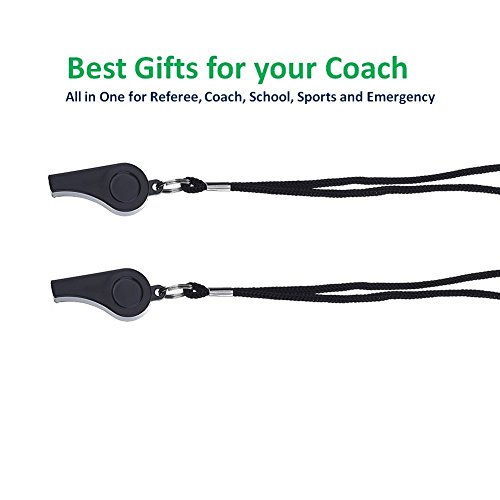 Golvery Coaches Referee Whistle With Lanyard, Black Plastic Whistles For School Sports, Soccer, Football, Basketball And Lifeguard, Survival Emergency Dog Training (Black-2Pcs) #TOP2