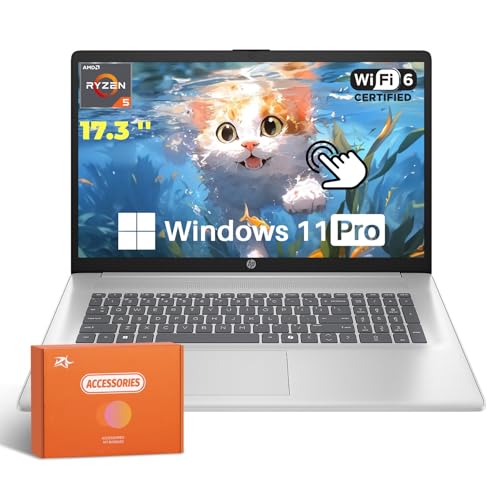 Image of HP 17 Inch Touchscreen Laptop Computer 2025, AMD Ryzen 5 7430U(Up to 4.3GHz), Windows 11 Pro, 17.3 inch HD+ Touch Display, Wi-Fi 6, Bluetooth 5.4, HD Cam, Fast Charge, 32GB RAM, 1TB SSD, RH-Accessories