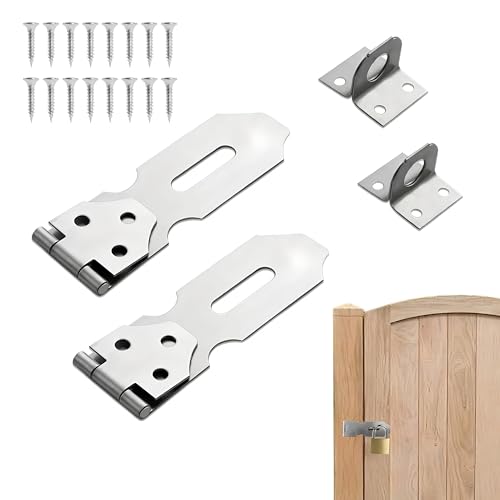 2 Pack Door Locks Hasp Latch,4.33 Inch Stainless Steel Safety Padlock Clasp Hasp Lock Latches,Gate Lock Hasp with Screws,Latch Locks for Door,Wooden Window,Cabinet,Closets,Fence,Pet Cage,Shed and More