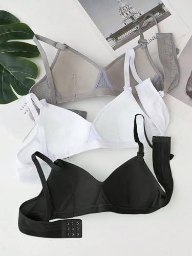 COZYEASE Girls' 3 Pieces Solid Patched Detail Ribbed Knit Bralette No Padding Casual Bralette2