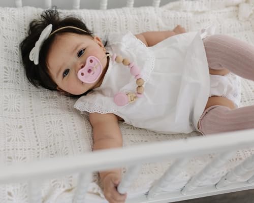 Image of Silicone Pacifier Clip - Metal-Free, Rust-Free, 100% Food-Grade Silicone and Natural Beech Wood, Secure Pacifier Holder & Accessory for Babies - Ballerina - Mila & Lulu | Metal-Free and Rust-Free