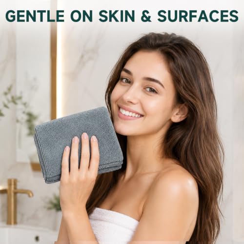 Image of TEAWOO Grey Washcloths 15 Pack, Highly Absorbent & Quick Drying