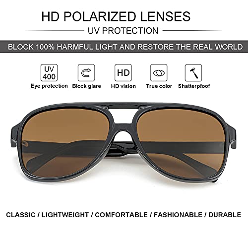 Image of Polarized Classic Vintage Aviator Sunglasses for Men Women Large Frame Retro 70s Sunglasses