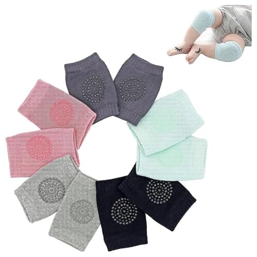 Hidetex Baby Knee Pads for Crawling – Infant Kneepads, Adjustable Elastic Leg Warmers, Anti-Slip Leg Protector for Unisex Toddlers(5 Pairs)