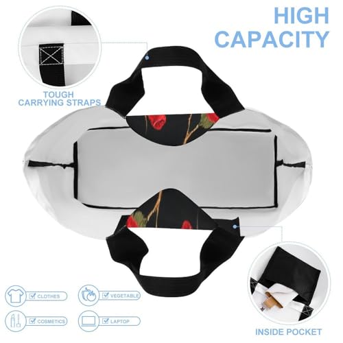 Fashion Shoulder Tote Bag for Women, Durable Grocery Bag with Straps, Large Capacity Shopping Handbag4