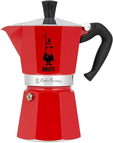Bialetti - Moka Color: iconica macchina per caffè espresso da piano cottura, vero caffè italiano, da 3 tazze (130 ml), alluminio, rosso — foto principale