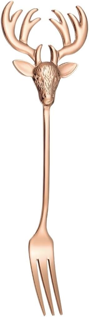 Silverware Set, 1/4/6/8pcs 304 Stainless Steel Fork Fruit Fork Elk Dessert Fork, Home Cutlery Flatware Set(Rainbow,8 Pieces)