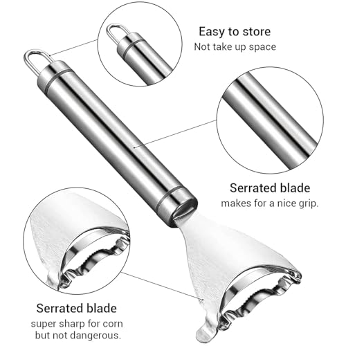 Image of Stainless Steel Julienne Vegetable Peeler Multi-Functional Fruit & Veggie Shredder Slicer and Grater for Potatoes, Carrots, Cucumbers (Corn Peeler)