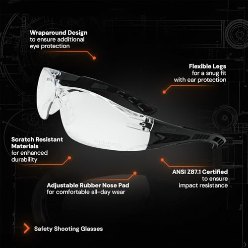 Image of GRITR Shooting Glasses - ANSI Z87.1 Safety Glasses w /Anti-Fog Lenses - Protective Eyewear for Indoor & Outdoor Activities