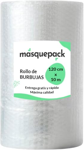 MasquePack Rollo de Burbujas para un Embalaje Profesional con Protección Asegurada. Embalaje Resistente y Profesional (120 cms ancho x 10 metros longitud)
