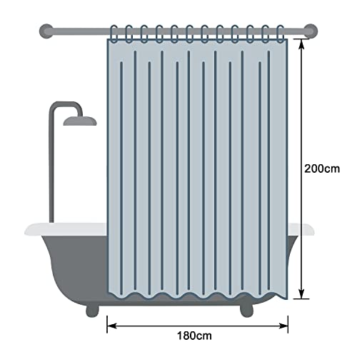 EurCross Antischimmel Duschvorhang 180x200 mit 3 Stärkere Magnete Unten,Transparent mit 3D Kieselsteinen Muster, Wasserdicht Eva Plastik Dusch Vorhang für Badewanne mit 12 Ringe
