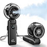 Rrtizan Handheld Misting Fan Portable - Small Personal Mister Fan Blow Cold Air, 5000mAh Rechargeable Battery, Water Spray Cooling for Summer Outdoor Travel Beach Lash Makeup, Gifts for Women (Black)