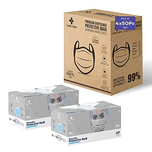 Image of 3 Ply Disposable Cotton Face Masks (Pack of 200, Grey) for Unisex with Nose Pin BIS, (ISI) Certified Mask with Melt Blown Layer