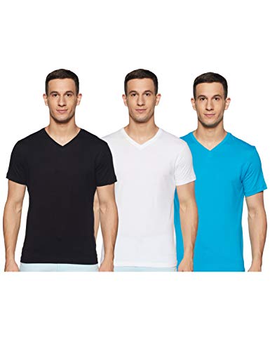 Image of Amazon Brand - Symbol Men's Solid Cotton T Shirt | Plain | V Neck | Half Sleeve-Regular Fit | Combo Pack of 3 (Available in Plus Sizes)
