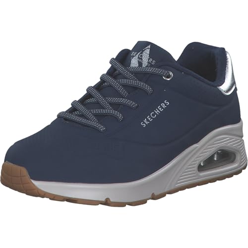 Skechers Damen Sneakers, Navy Durabuck/Rosegold Duraleather/Mesh Tri, 38 EU