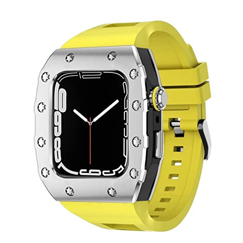 Boîtier en métal de luxe pour Apple Watch 45mm bracelet chic acier iWatch 7 SE
