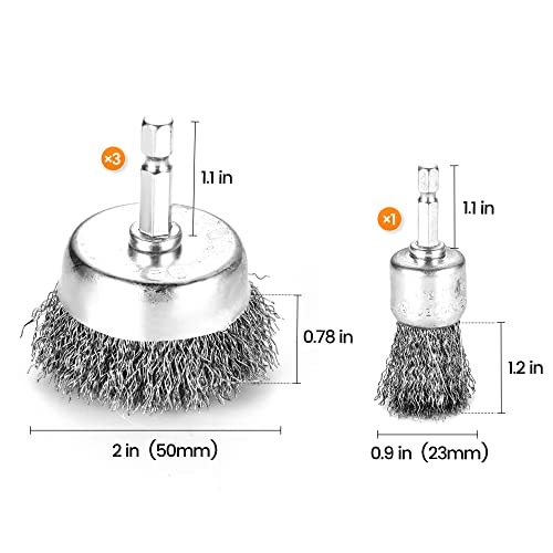 Tilax Wire Brush For Drill Set, 19 Piece Wire Wheel Cup Brush 1/4 Inch Hex Shank, Arbor 0.012 Inch Coarse Carbon Steel Crimped Wire Brush For Drill Attachment, Rust Removal, Polishing And Abrasive #TOP2