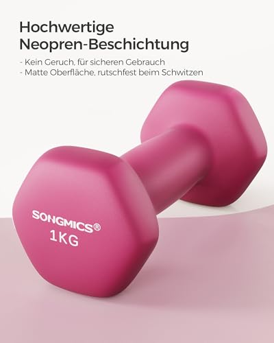 SONGMICS Hanteln, 2 x 1 kg, Hexagon Kurzhanteln, PVC-Beschichtung – Ansicht 3