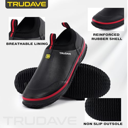 Mens Garden Shoes, Waterproof Slip-On Womens Rain Boots Unisex Rubber Footwear for Gardening, Farming, Lawn Care and Yard Work, Size 6-133