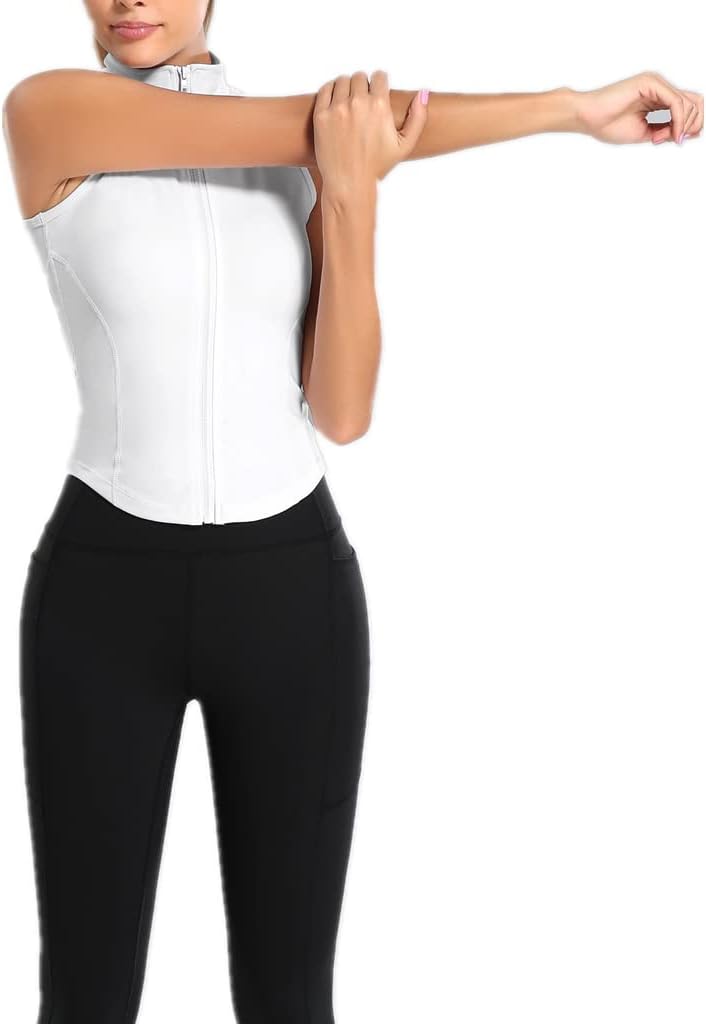 Women's Stretchy Athletic Workout Lightweight Jacket Full Zip Running Track Jacket