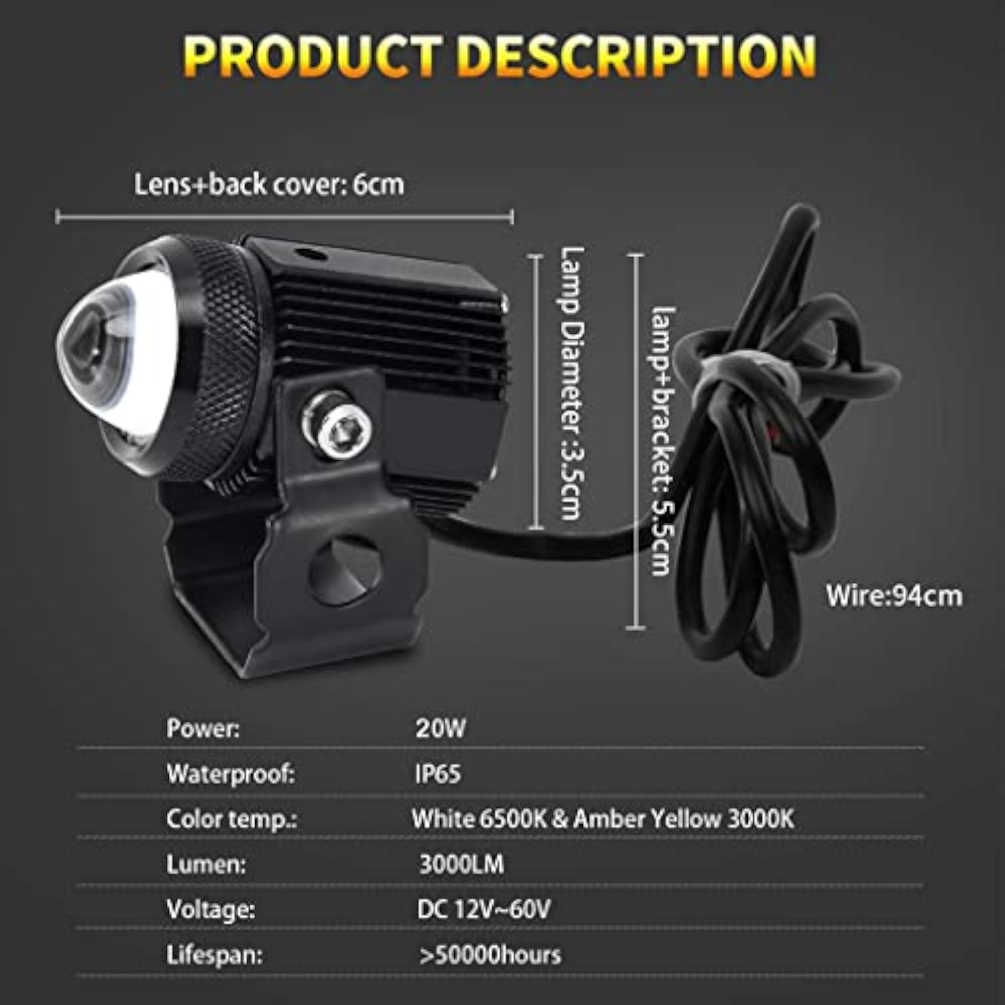 Mini Drive Projector Fog LED Light DC 12V
