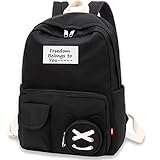 SAMAZ Girl Backpack Waterproof Lightweight Bookbag up to 16 Inch Laptop Daypack (NewStyle-Black)