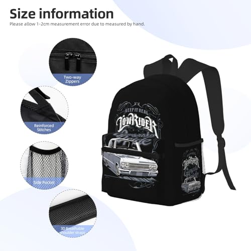 Lowrider Casual Backpack, Water-Resistant Daypack For Travel & Daily Use, Lightweight Comfortable Pack With Multiple Pockets3