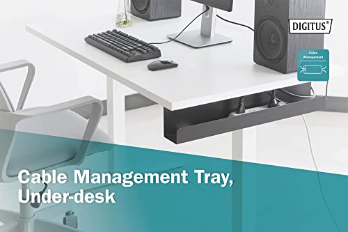 DIGITUS Carril de gestión de Cables - Montaje Debajo de la Mesa - para Cables, regletas de enchufes - gestión de Cables, Soporte de Cables, Bandeja de Cables - 60 x 7,6 x 11,4 cm - Negro - imagen 4