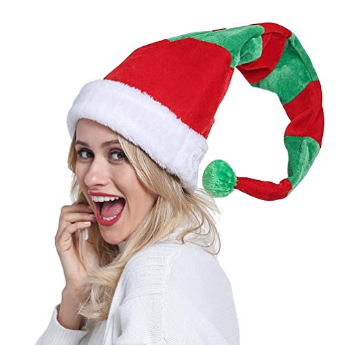 ADJOY Funny Christmas Hat for Adults Teenagers – Long Novelty Christmas Cap for Man Woman Dress Up Accessories or Photo Props Santa Hat (XH-11)