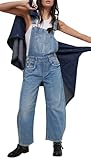 Qazel Vorrlon Denim Overalls for Women Barrel Wide Leg Bib Baggy Jeans Adjustable Denim Romper Stretch Jumpsuit Y2K Pants