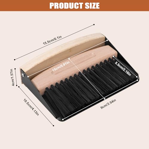 Nafafosa Tischkehrset aus Holz und Metall, Hochwertiger Besen mit Kehrschaufel Set für Arbeitsflächen, Mini Handfeger und Schaufel Tischbürste Tischbesen Mehlbesen Handbesen – Bild 3