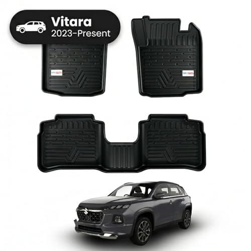 Image of Grand Vitara TPE Car Mats - All Weather Resistant Car Floor Mats | Anti Slip Full Coverage 3D Car Foot Mat | Waterproof Durable | Easy to Clean & Dust Free