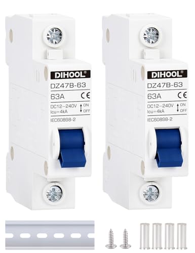 DIHOOL DC サーキットブレーカー 63A 1P DC12〜400V 2個入り直流遮断器太陽光発電設備や蓄電池設備などの直流回路専用