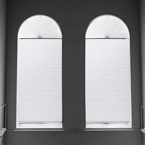 4 Packs Arch Window Pleated Blinds Light Filtering Pleated Shades Blackout Half Circle Window Shade Arched Window Coverings Arched Windows Curtains, Easy To Cut And Install, 72 X 36 Inches (White) #TOP6