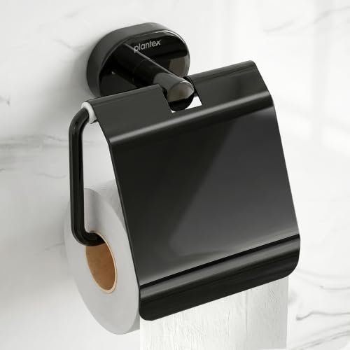 Image of Plantex J4 Stainless Steel Toilet Paper Holder for Bathroom /Tissue Holder for Washroom /Toilet roll Holder for Wall Mounted /Bathroom Accessories (PVD Black Finish) Onix