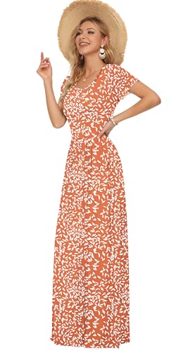 Image of AUSELILY Women's Classic Short Sleeve Loose Plain Casual Long Maxi Dresses for Women 2026