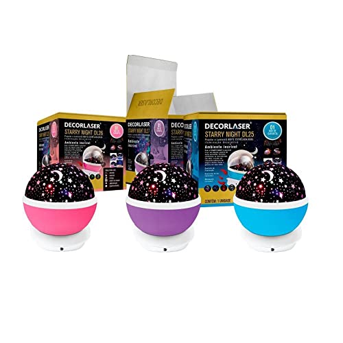 LUMINARIA ABAJUR GIRA PROJETOR ESTRELAS LED STARRY NIGHT RGB Cor:Azul