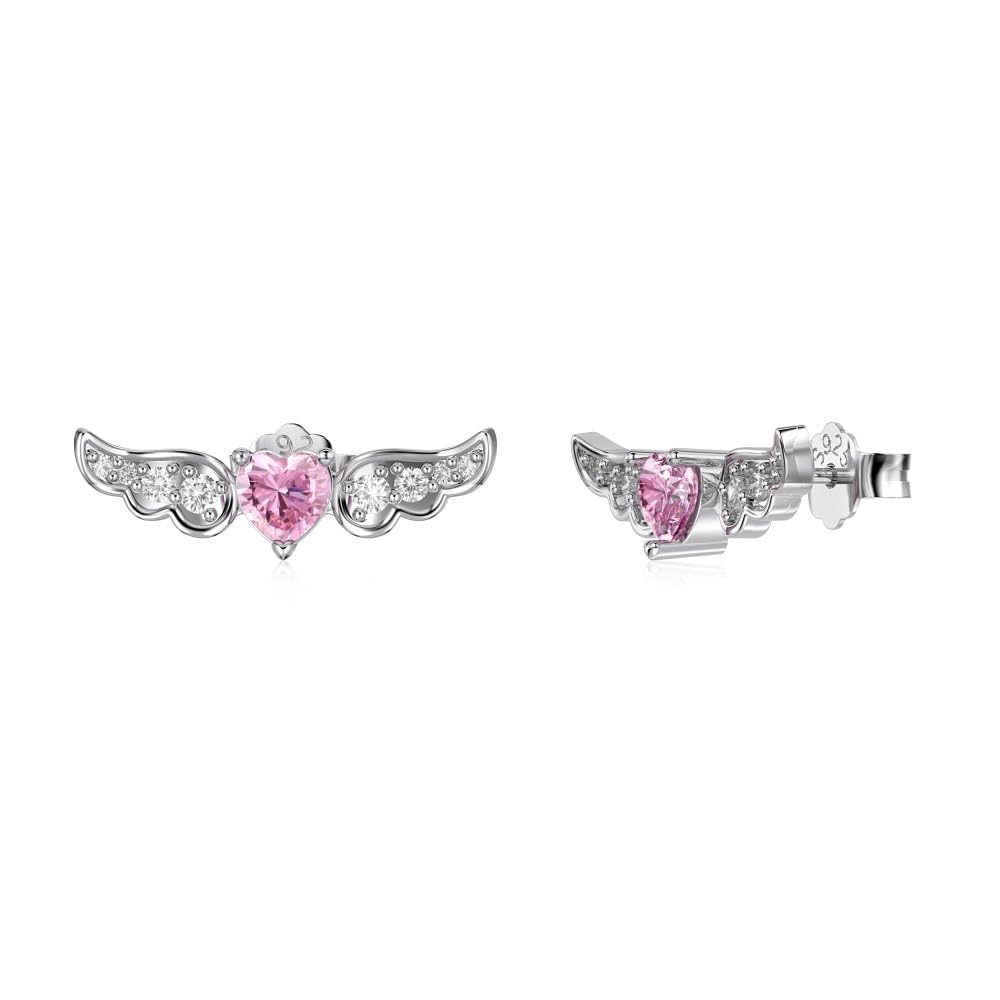 Orecchini Ali Cuore Diamante Rosa 925 Orecchini Da Donna Angelo Custode Ispirato Gioielli Da Indossare Tutti I Giorni Un regalo per lei