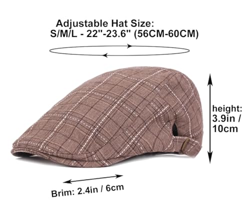 Image of Quanhaigou Men's Cotton Flat Ivy Gatsby Newsboy Driving Hat Adjustable Irish Cabbie Ivy Driving Hunting Cap