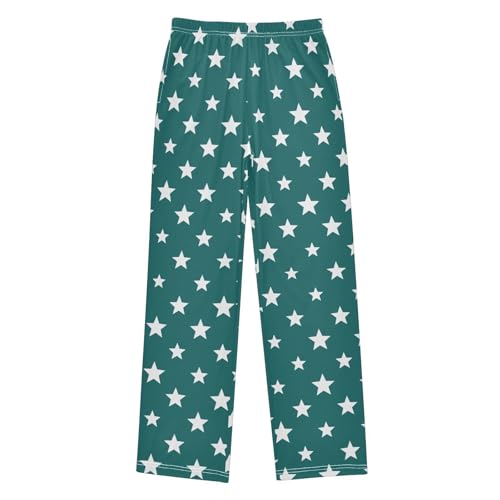 ZZKKO White Star Green Background Boys Pants for Kids Jogger Pants with Pockets S-XL