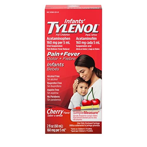 Tylenol Infants Liquid Pain Relief & Fever Medicine, Oral Suspension, Acetaminophen For Sore Throat, Headache & Teething, Pain Reliever & Fever Reducer For Kids; Cherry Flavor, 2 Fl. Oz.; Pack Of 1 #TOP2