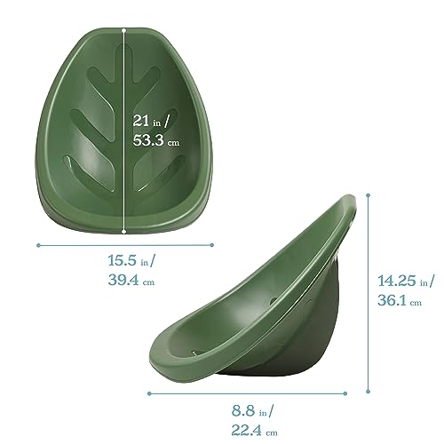 Image of ECR4Kids Plastic Leaf Scoop Floor Rocker Seat, Classroom Furniture, Hunter Green, 6-Piece
