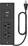 Recessed Power Bar, Embedded Power Strip with 2 AC & 2 USB Ports, 4.92ft Cord, Multi Prise, Surge Protector Smart Power Bar for Dorm Essentials, Home Improvement, Sleek Socket Extension Cord